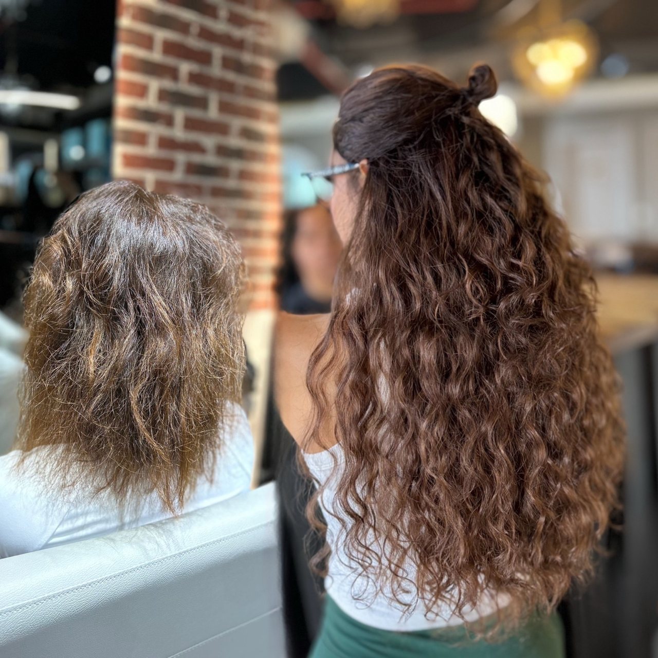 ZORUMI hair extension transformation showing natural texture before and after